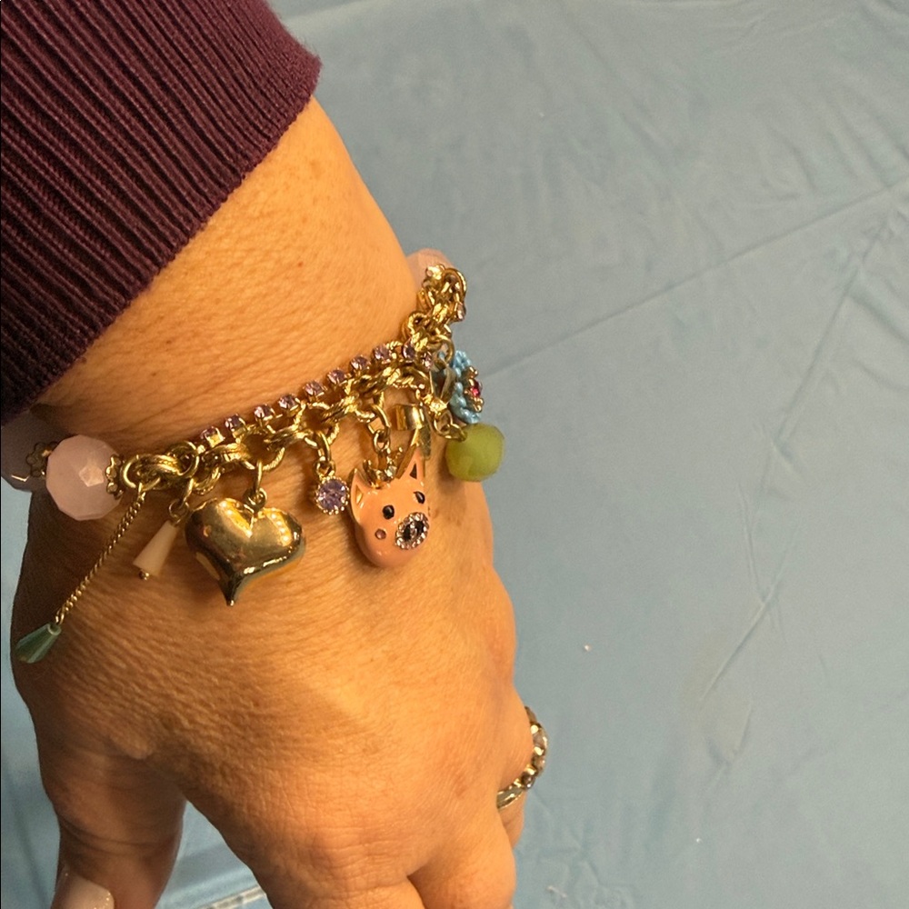 Betsey Johnson Pink and Gold Charm Bracelet - Picture 4 of 6